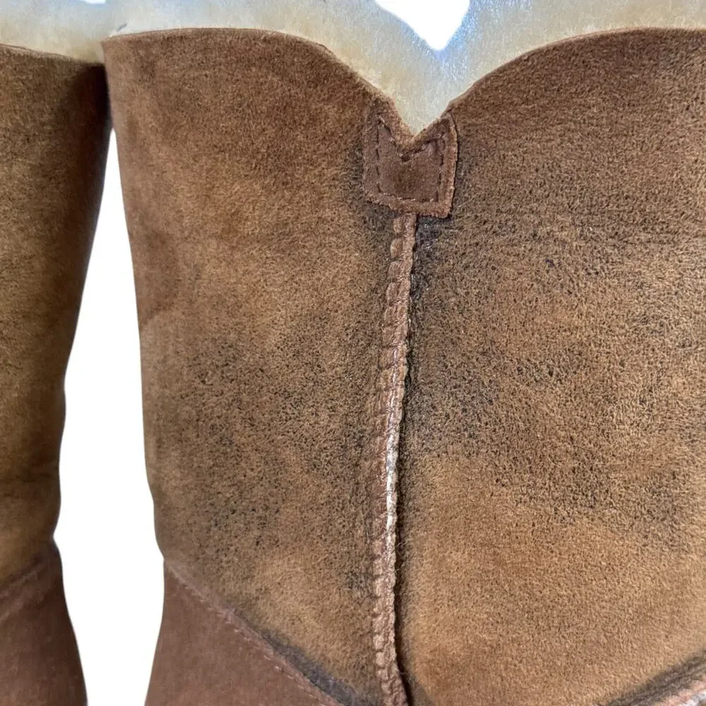 Ugg Bailey Button II Womens Brown Sherpa Wool Lined Winter Boots Sheepskin sz 6